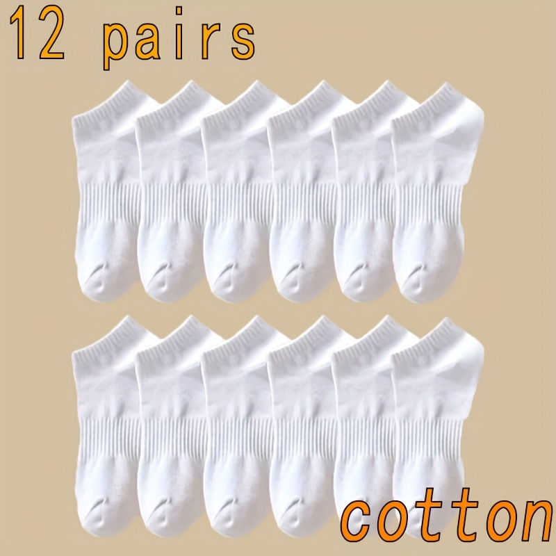 Image of 12 Pairs Of Men' Color Basic Sports Socks, No Show Socks Men,mens Socks,85%cotton/10%nylon/5%spandex Blend, Comfortable And Breathable, Suitable For Summer Sports Wear Men Size 41-46