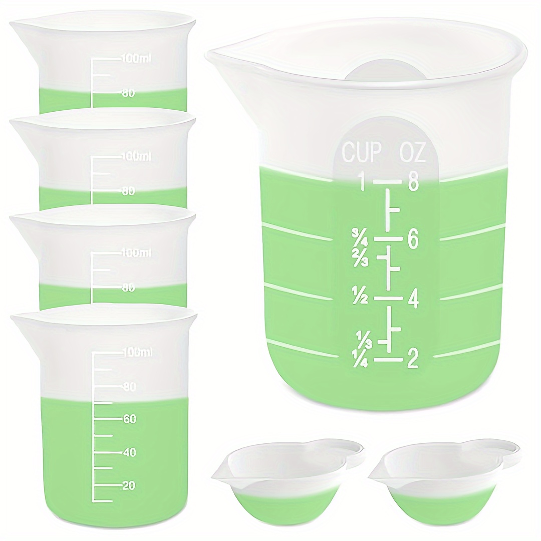 

7pcs Silicone Measuring Cups Kits, With 1pc 250ml Silicone Cups, 4pcs 100ml Non-stick Mixing Cups, 2pcs 10ml Silicone Mold Cup Dispenser Tools For Casting Moulds