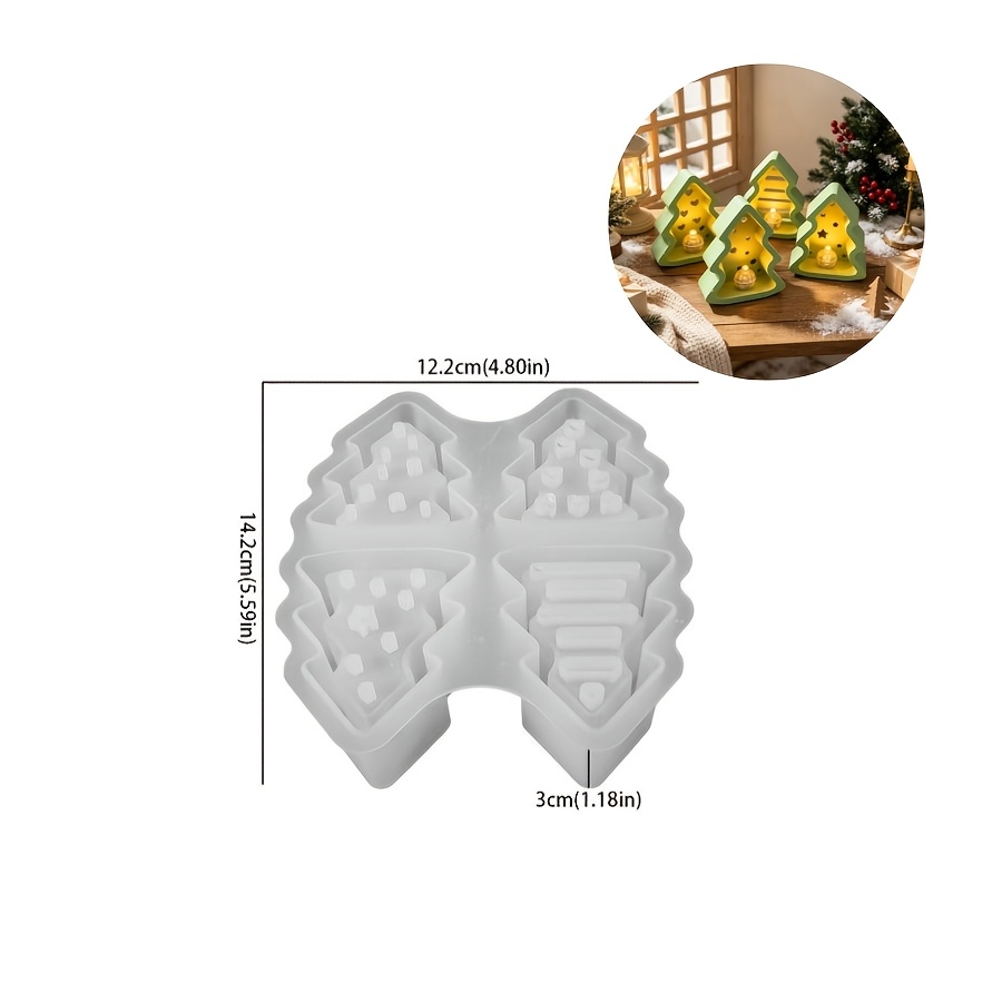 TEMU Harz Silikonform . Weihnachten Vier- Hohler Ornament Form Geeignet für die Herstellung von Tropf Gipskerzen Produkte Heimdekoration Tisch