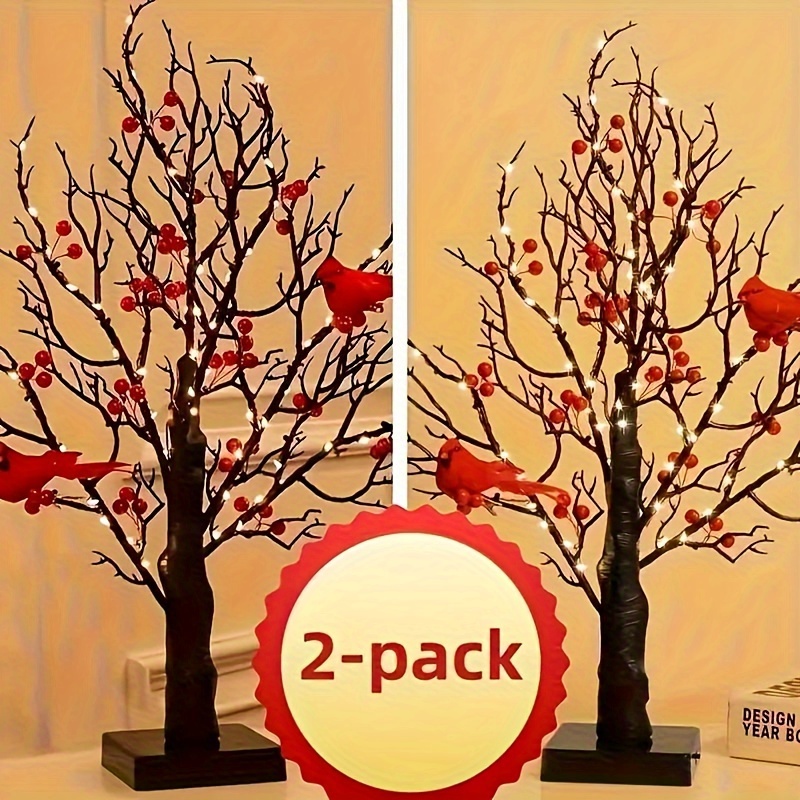 

2pc, Christmas Artificial Tree Table Lamp, Led Light, Decoration, Romantic Atmosphere Of Desktop Decoration, Holiday Party Scene Layout, The Product Needs 3aa Batteries To Power