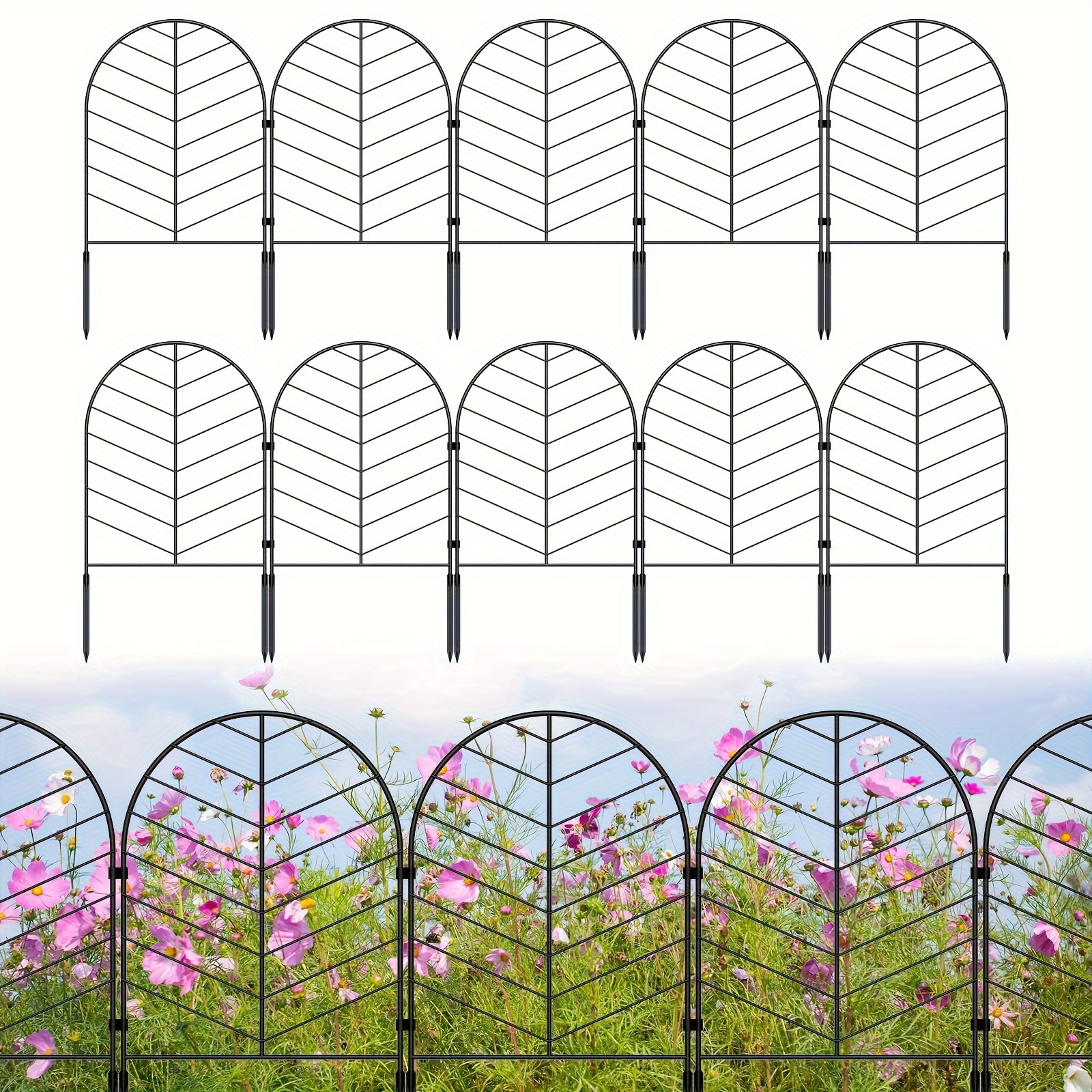 

Animal Barrier Garden Fence 22inch (h) X10.7ft (l), 10 Panels No Digging Garden Fence Panels, Rustproof Metal Fencing For Yard, Dog Rabbits Wire Section Garden Edging Border For Yard Landscape Outdoor