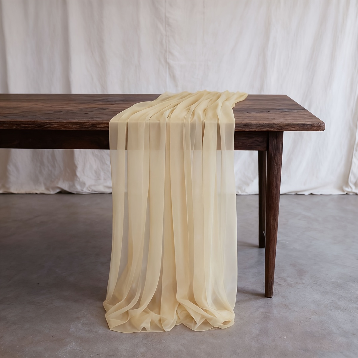 TEMU Plain Gauze Valance Table Runner 75*200/500cm, Transparent Mesh Tulle Table Runner, Wedding Banquet Tablecloth, Table Centerpiece Decoration,