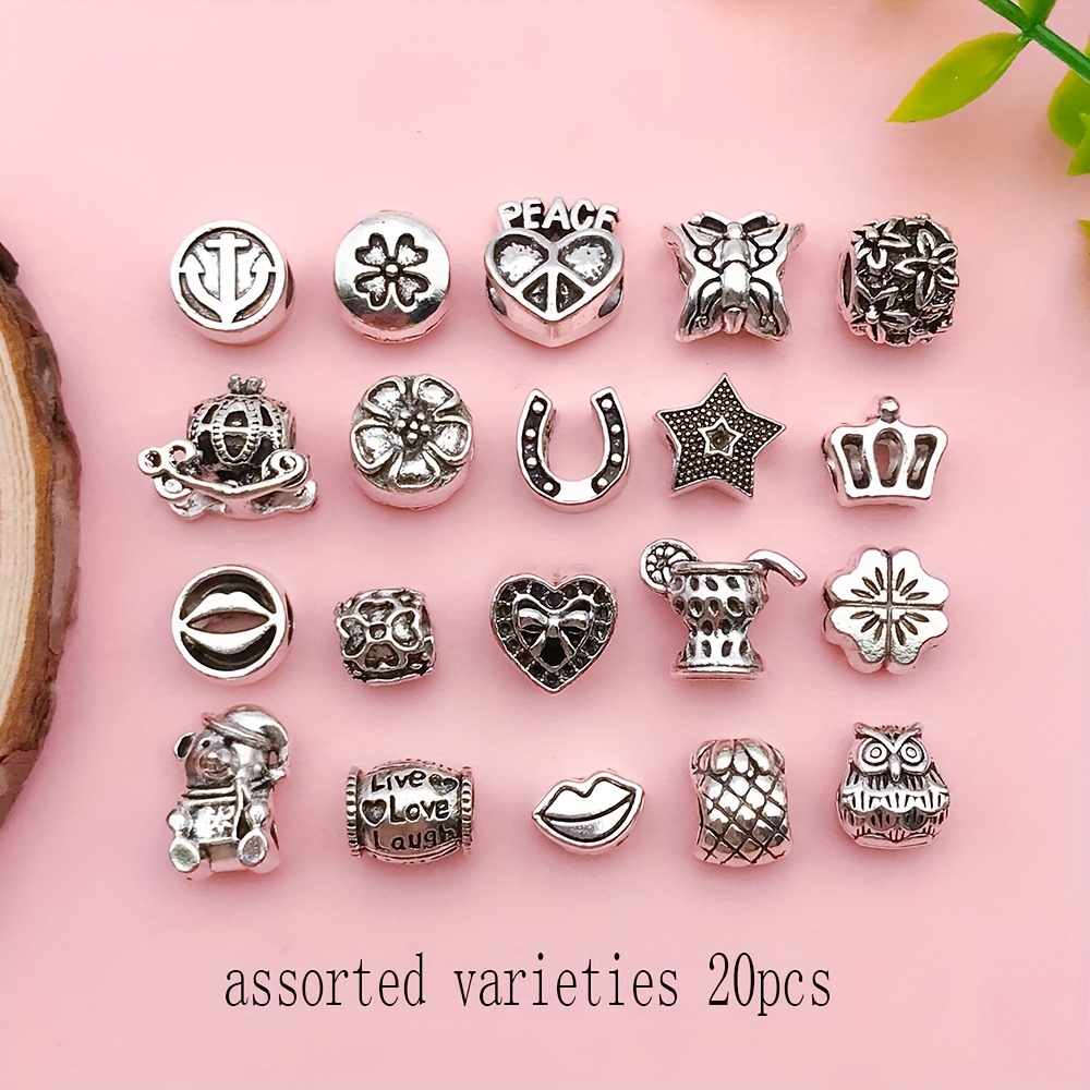 

20pcs Antique Silvery Zinc Alloy Spacer Beads, Assorted Designs For Jewelry Making, No Plating Crafting Beads