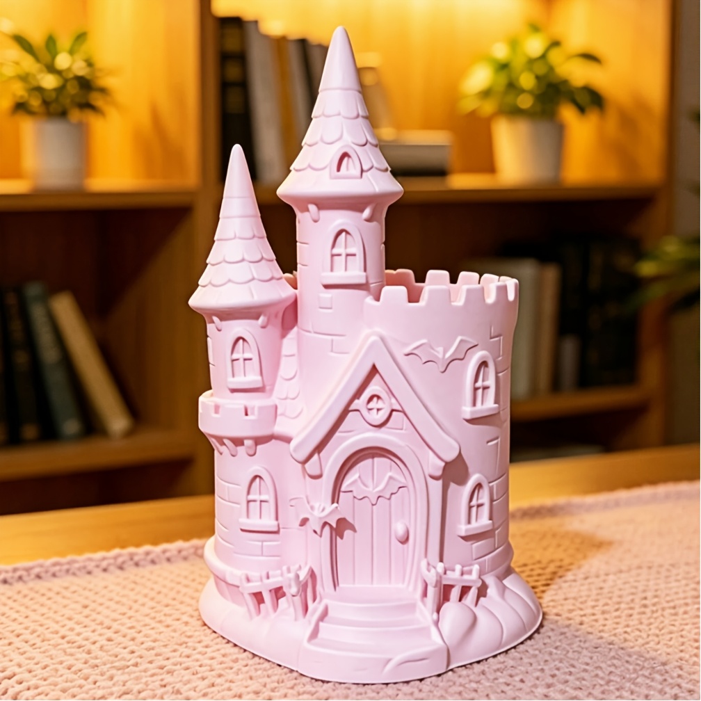 TEMU 1pc Castle 3d Shaped Pencil Holder, Desktop Organizer For Makeup Brushes And Stationery, Creative Gift
