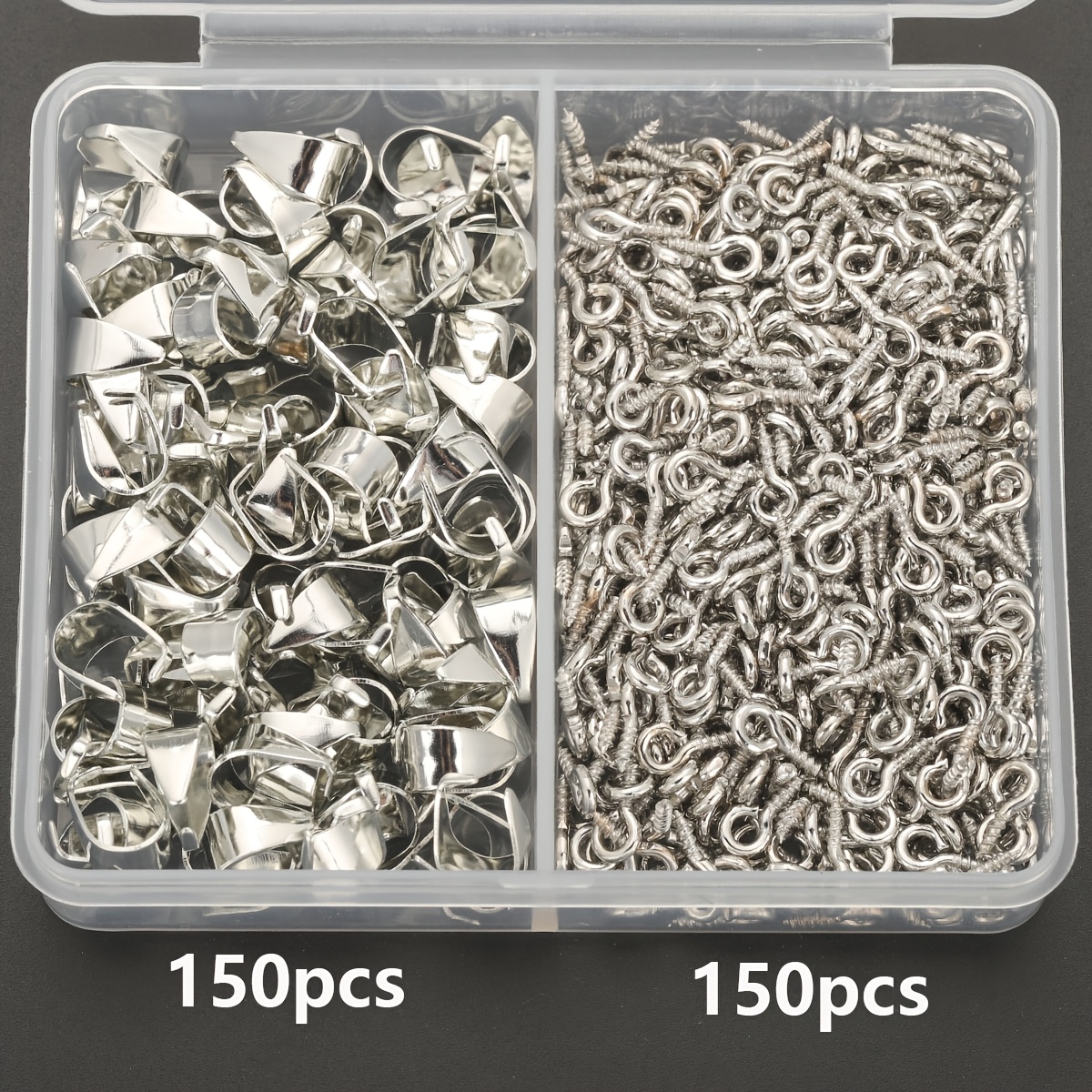 TEMU 300pcs/Boîte Blanc K Pièces de Fabrication de Bijoux en Combinaison Incluant 150pcs Fermoirs de Citrouille et 150pcs Tiges à Vis Œil de Adaptées
