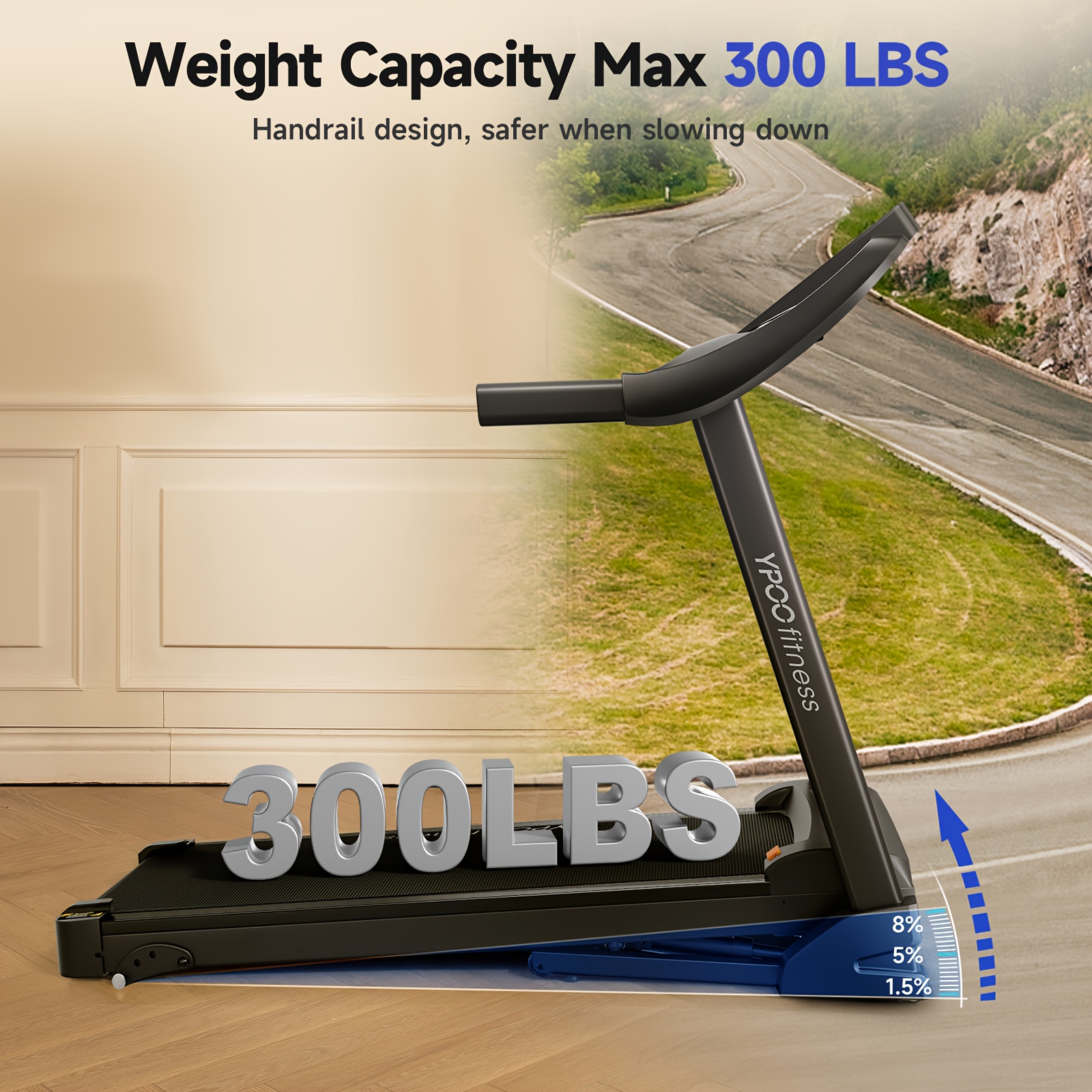 in home treadmill auto fold mph running incline Temu