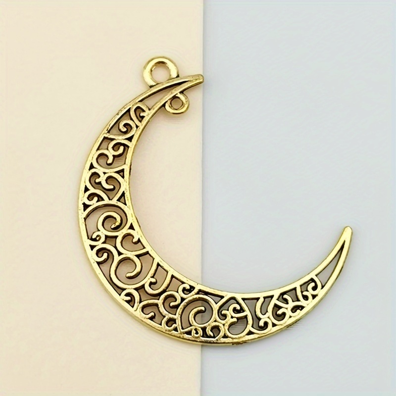 Vintage Hollow Flower Moon Charm Pendant, DIY Craft