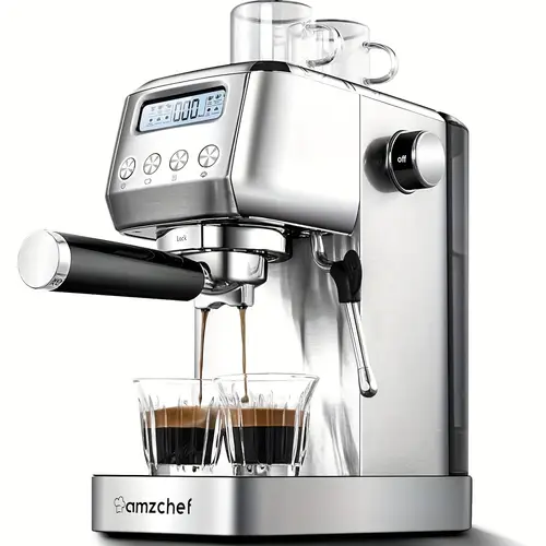 20 maker with milk frother lcd display adjustable temperature compact stainless steel cappuccino machine for gift