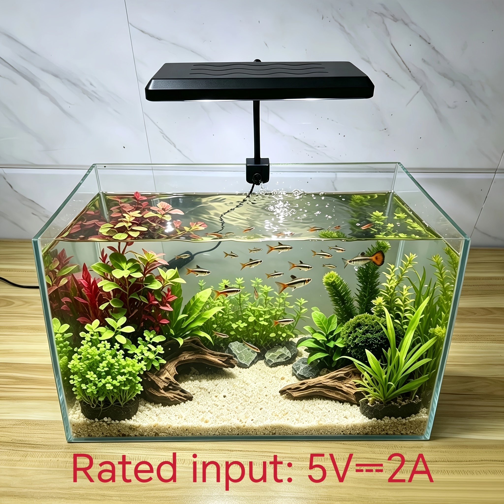 TEMU Led Light, Aquatic Plant Growth Lamp, Fish Tank Light With Adjustable Brightness And Light, 360-degree Rotating Light, Without Battery