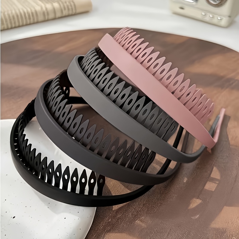 TEMU 4pcs Pdva Women' Non-slip U-shaped Headbands Suitable For High Crowns, Serrated Frosted Hair Bands For Face Washing & Hairstyles, Hair Press