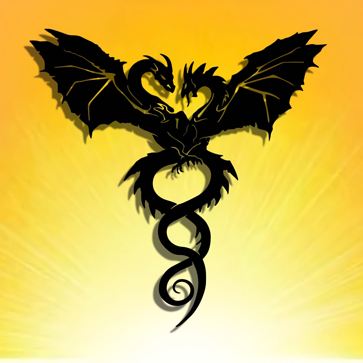 TEMU A Dragon-themed Metal Wall Art Sculpture, Measuring 40cm Or 15.75 Inches, Featuring A Modern Laser-cut Design. Suitable For Indoor And Outdoor