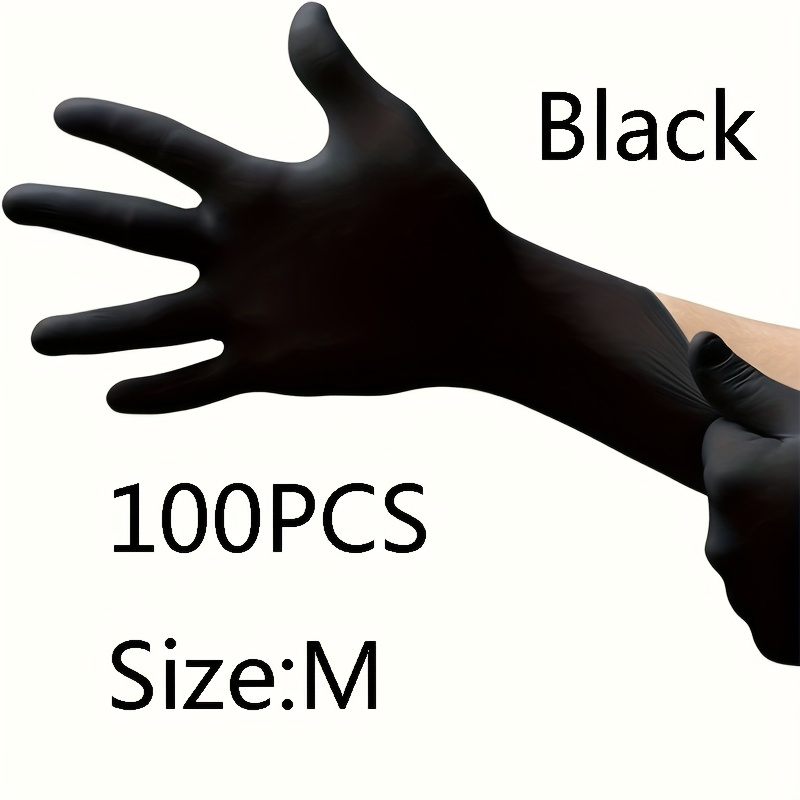 TEMU 100-count Black Nitrile Disposable Gloves, Suitable For Home Cleaning, Tattoo, Nail Art, Housework, Salon Use, Disposable Gloves