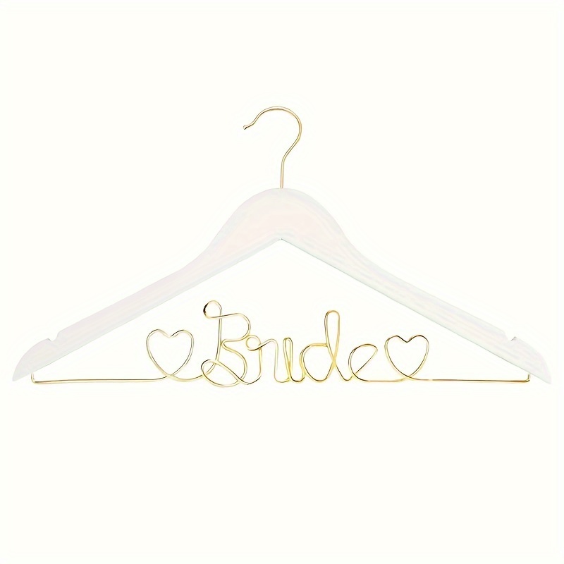 

1pc Wedding , Shop Bride And Bridesmaid Wedding , Wooden And Wire Hangers, Hanger For Wedding Dress, Brides Gown, Or Bridal Shower, Perfect Engagement Gift Wedding Gift, Bridal Party Shower