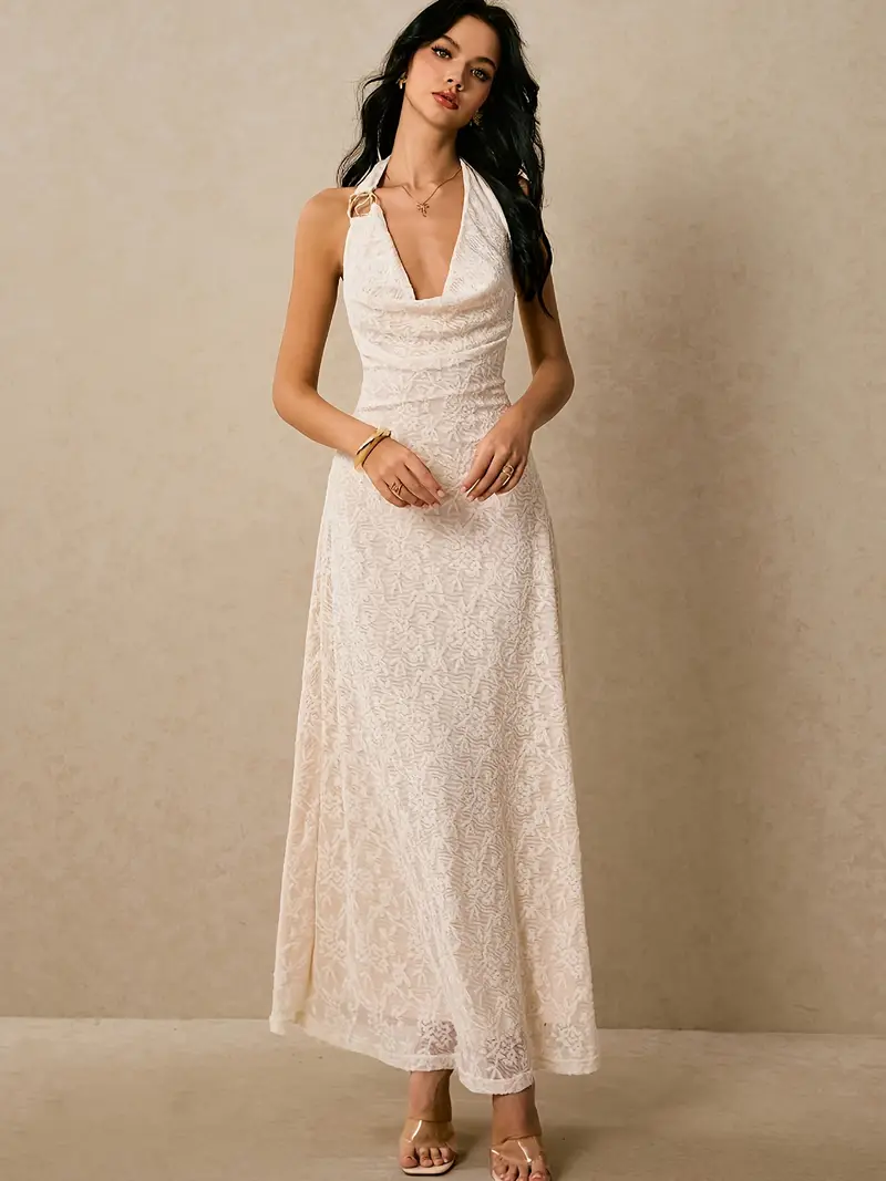 a white lace dress an extra long gown featuring a flowing - Temu Mauritius a white lace dress an extra long gown featuring a flowing - Temu Mauritius