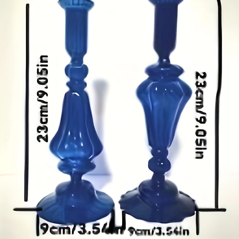 TEMU 1 Set Of 2, Blue Glass Candle Holders, Glass Candlesticks, Candle Holder Stand, H:22cm, Christmas, Home Decor, Party Wedding