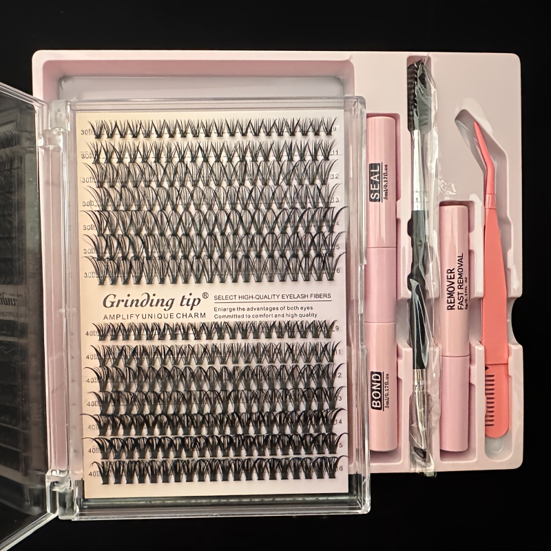 30d40d Lash Clusters D 9-16mm Mixed Wispy Individual Lashes Eyelash Extension Kit For Beginners With Tweezers, Natural Fluffy Look