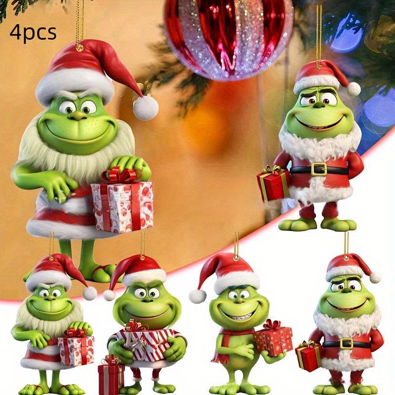 

4 Acrylic Monster Ornaments: Christmas & Decorations - Non-electric, Easy-to-hang, No Feathers