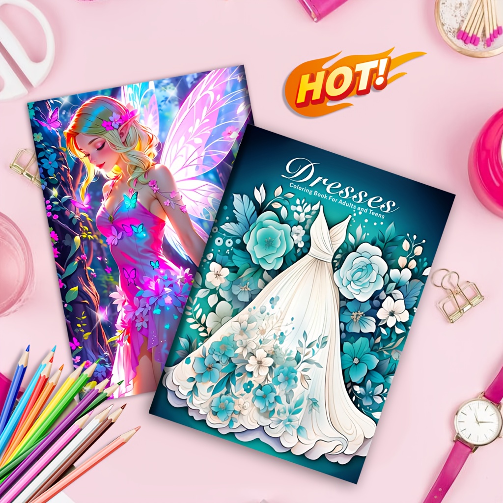 Image of Cool Dress Adult Coloring Book - Vibrant For Relaxing Art Activity, It Can Stress And Soothe Emotions, Ideal For Birthdays, Thanksgiving, Christmas, Mother's Day, Valentine's, Halloween, Perfect Gift