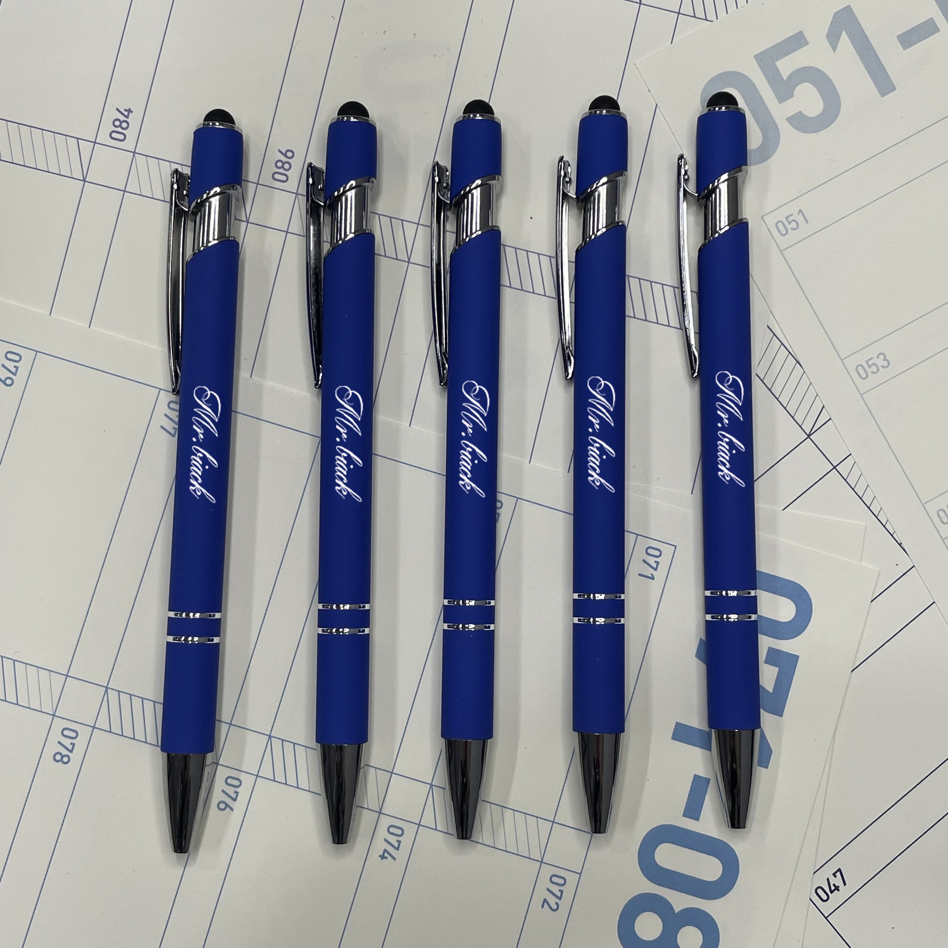 

5pcs, Blue Personalized Text Custom Metal Pen Touch Screen Pen, Male And Female Gift Pen, Company Name Custom Pen, Father's Day Mother's Day Gift, Father's Birthday Gift, Creative Party Gift (blue)