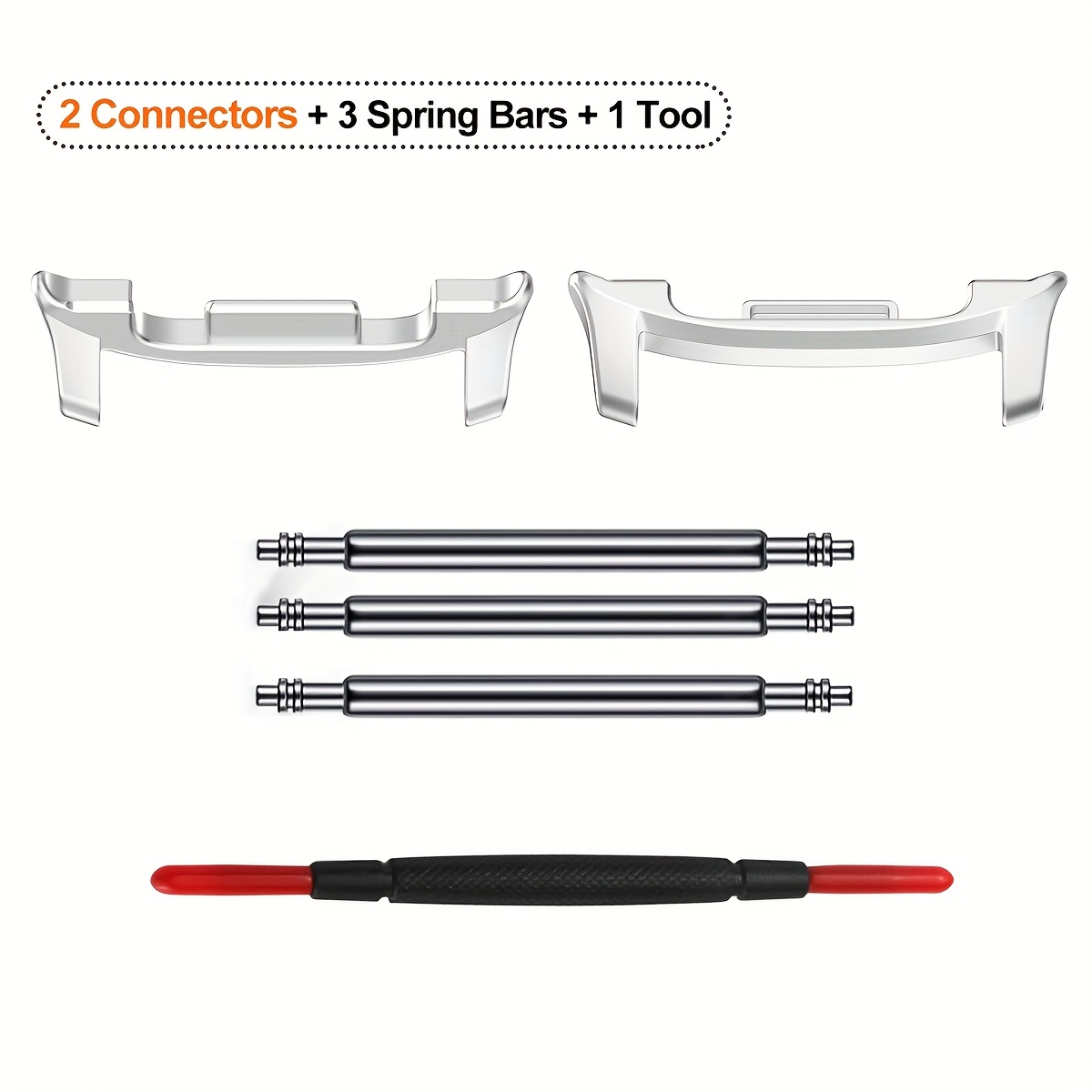 Image of 2pcs Metal Connector For For Galaxy Watch 8 Classic Watchband Adapter For Galaxy Watch 8 +3pcs Spring Bars+1 Tool 20mm 22mm Smart Watch Additions