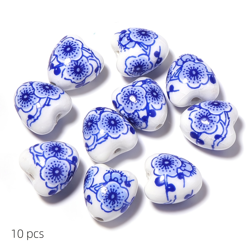 10pcs Random Color Ceramic Peach Heart Beads for Jewelry Making