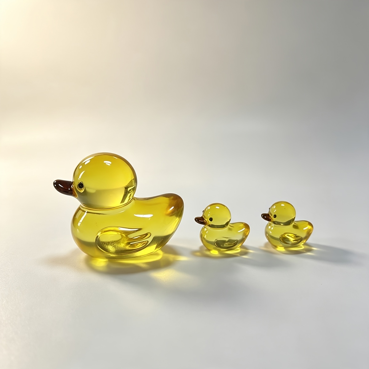 TEMU Glass And Ornament Set, Cute Little Yellow Duck Sculpture, Mini Animal Desktop Decor, Special Gift