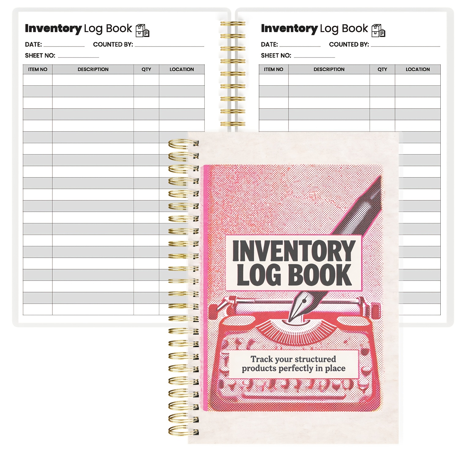 TEMU Professional Spiral Bound Inventory Logbook - A5 Record Book Suitable For Business Stock Tracking, Warehouse Management With Plastic Cover,