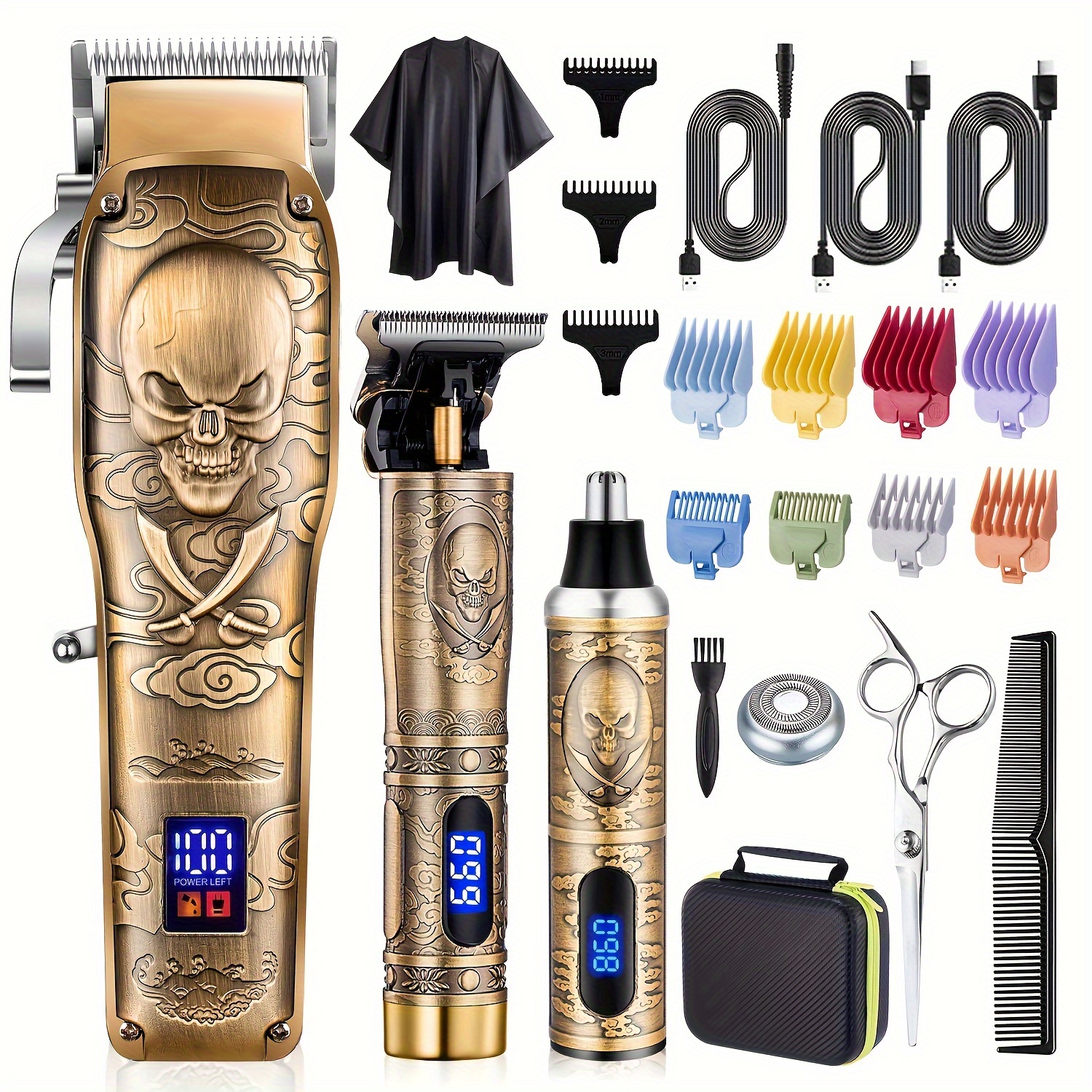 

Professional Barber Clippers Set, Cordless Hair Trimmer For Men, Rechargeable Men's Hair Cutting Kit, Beard Trimmer & Nose Hair Trimmer Set For Father's Day Gift Birthday Gift