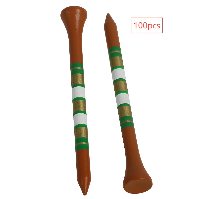 TEMU 50pcs/100pcs Golf Tee Striped Bronze Wooden Nail Course Additions Golf Ball Holder Tee