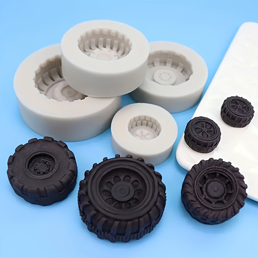 

Silicone Tire-shaped Molds 4pcs Set, Diy Chocolate Candy Baking Tools, Non-stick Flexible Silicone Mold For Cake Decoration, Cupcake Topper, Soap Making