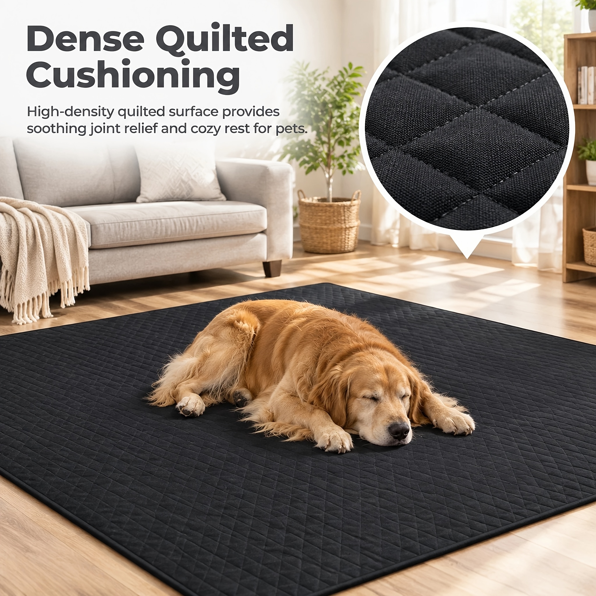 TEMU Pet Mat, Easy-to- Pad, Black Living Room, Indoor/outdoor Mat For Pet Resting, Soft Surface For Pet , 1 Wipe Clean, Suitable For Living Room And