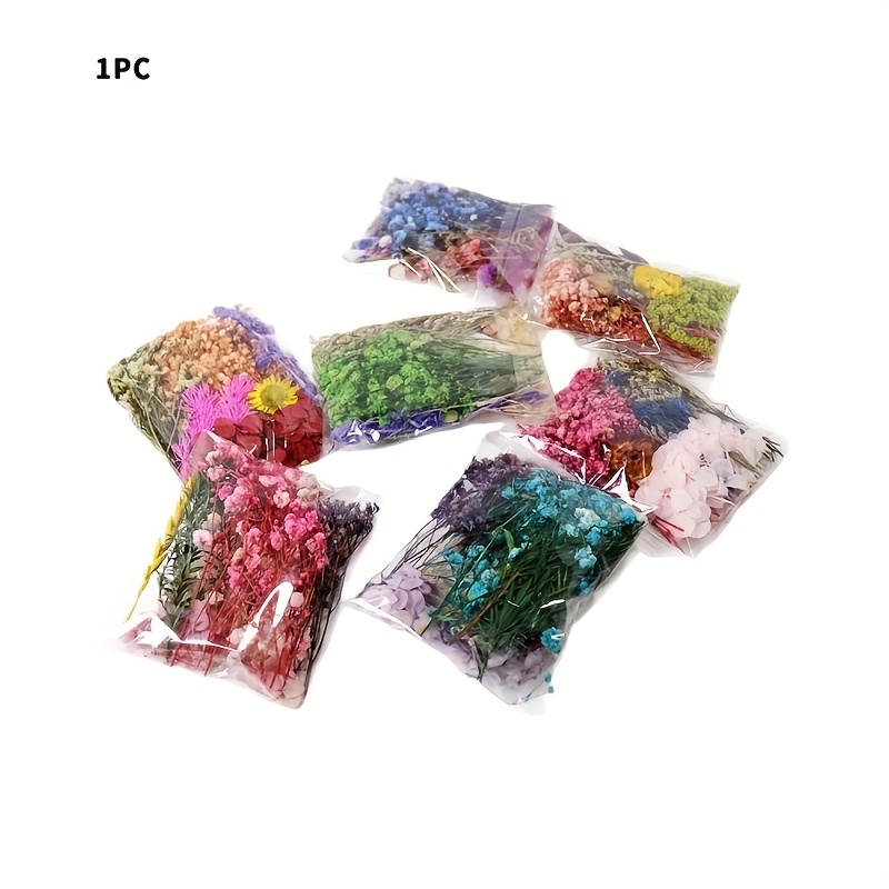 TEMU Each Package Contains A Random Assortment Of Dried Flowers, Flowers, Floating Flowers, Resin-filled Manuals, And Candle Flower Material Kits,