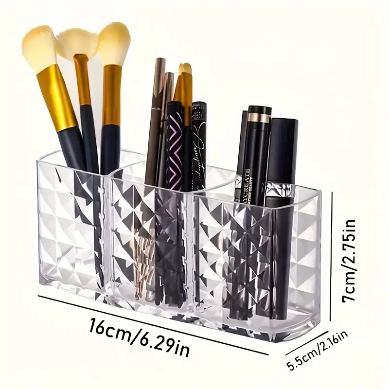1pc acrylic makeup brush organizer large capacity cosmetic storage box with lightweight polished durable construction for brushes eyebrow pencils lipsticks sleek vanity desk accessory makeup brush holder makeup vanity desk polished sturdy construction beauty enthusiasts Product details 1