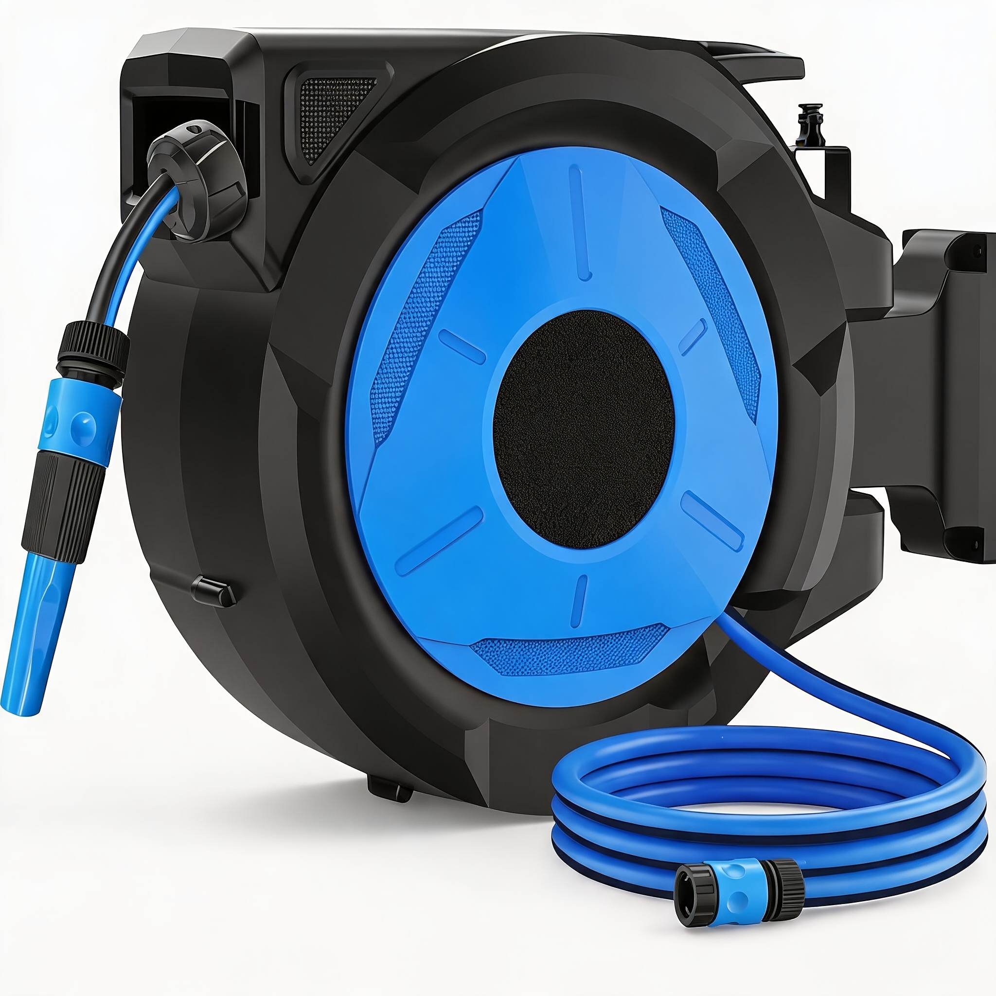 Image of 30+2 M Retractable Wall-mounted Hose Reel With 1/2 Inch Hose, Slow , Positioning Lock, 180° Rotatable, Including Wall Bracket, Suitable For Lawns, Flower Beds, Patios Or Driveways