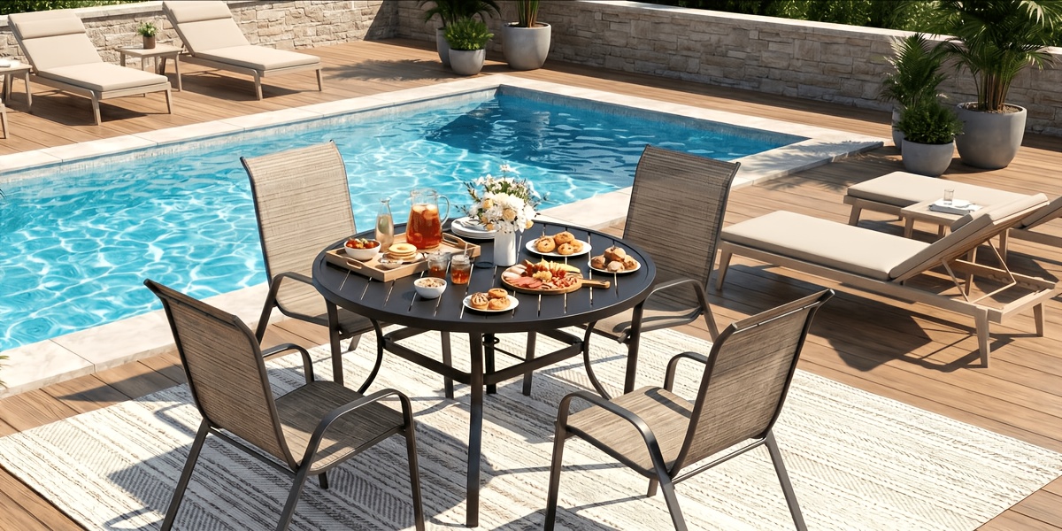 5pcs Patio Dining Set for 4, Outdoor Table And Chairs W/ 1.57