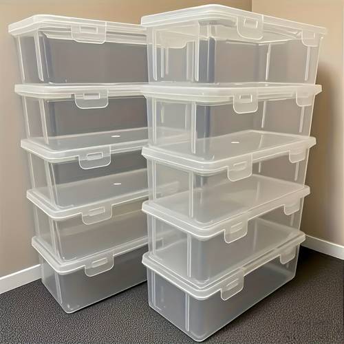 10 packs of transparent storage boxes large capacity storage boxes office supplies storage boxes packaging pencil storage boxes ideal christmas and halloween gifts home storage table and drawer organizers