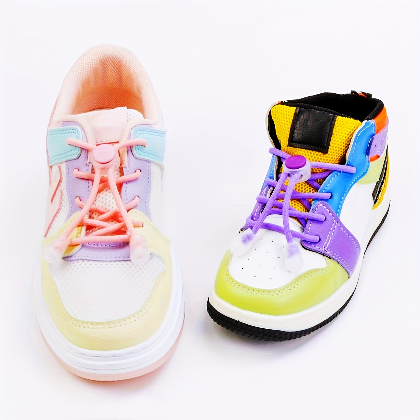 Trendy All-match Shoe Laces with Buckle Fixing Artifact, Colorful Elastic Laces that Don't Need to be Tied, Lazy People's Laces that Don't Need to be Tied, 8pcs Set, Elastic, Shoe Laces