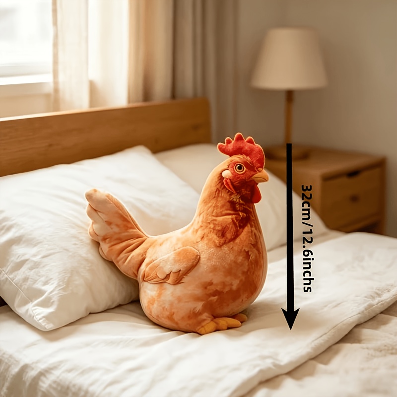TEMU 1 Animal-shaped Throw Pillow, Realistic Hen Plush Cushion, Cute Decorative Pillow Suitable For Sofas, Headboards, , And Cars, A Gift For Family,