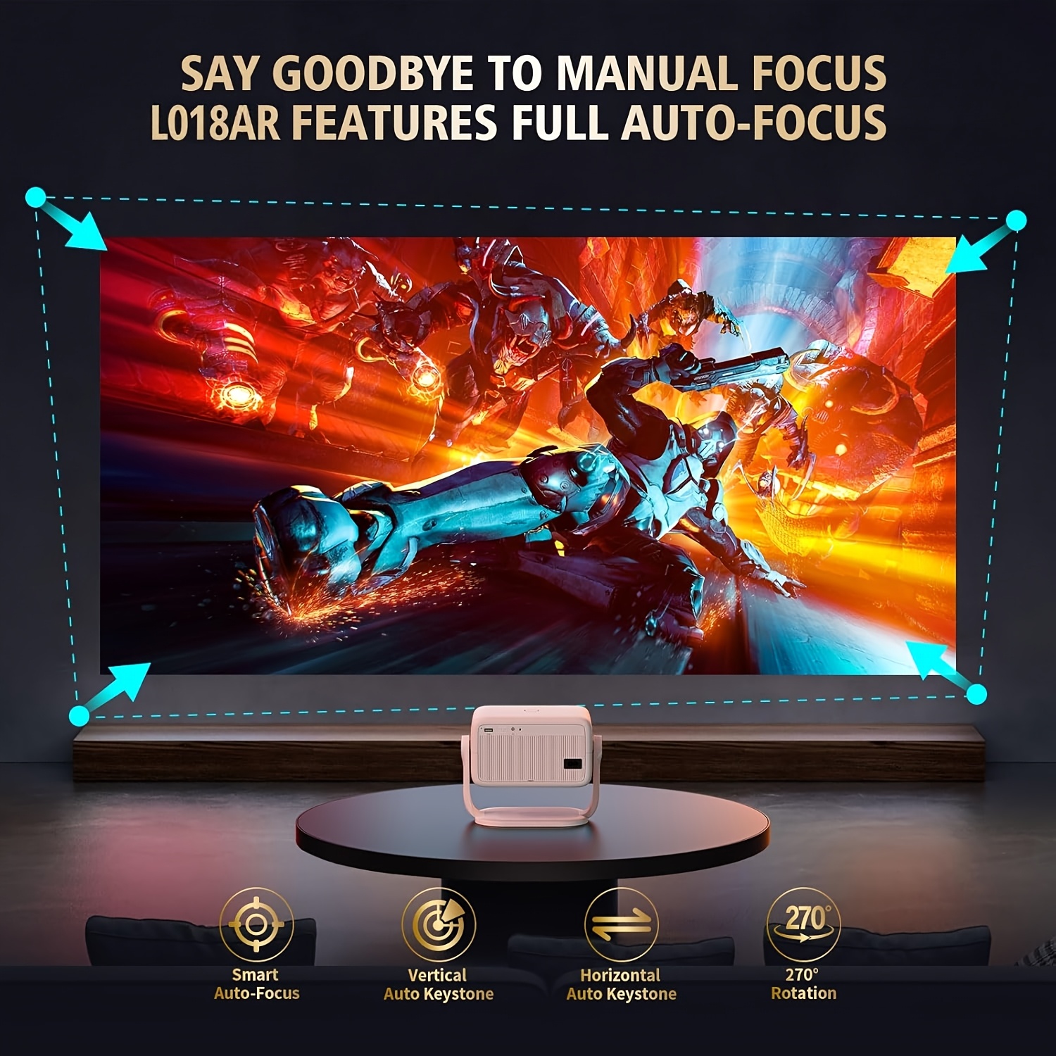 Smart Portable Projector with 4K Video Decoding