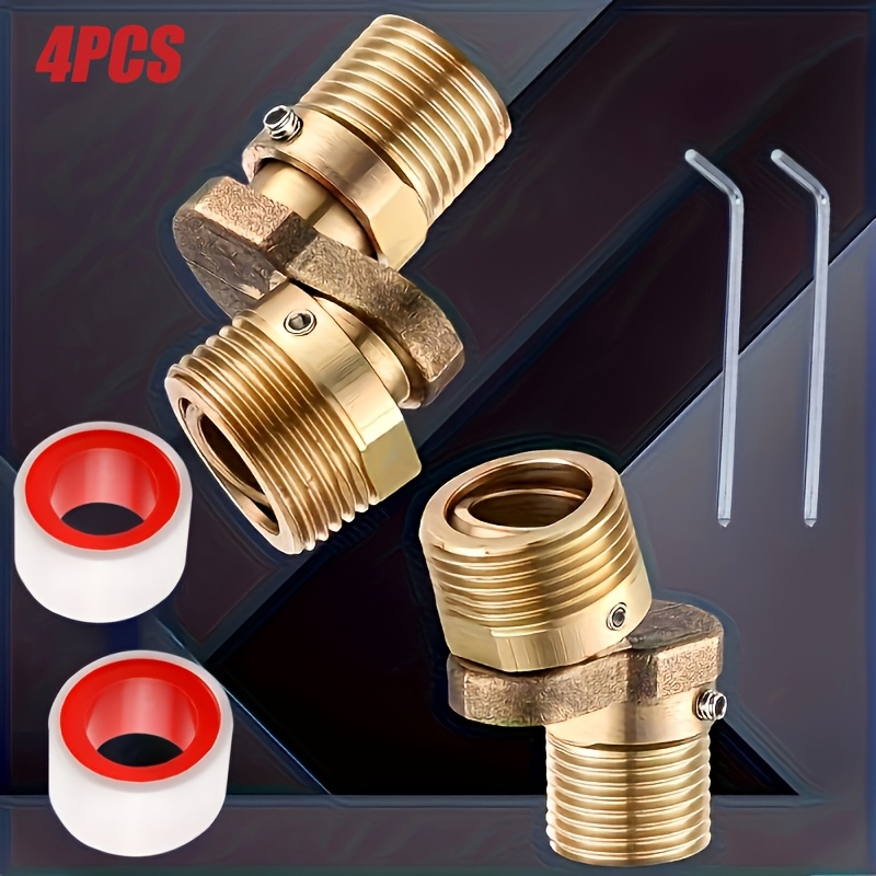 Two-pack Pure Copper 360° Adjustable Four-turn Six-point Shower Head Adapter — With , Bathroom Shower Accessories, Modern Shower Components, Compact Adapter, Pipe Connector/, Suitable For Home Repairs
