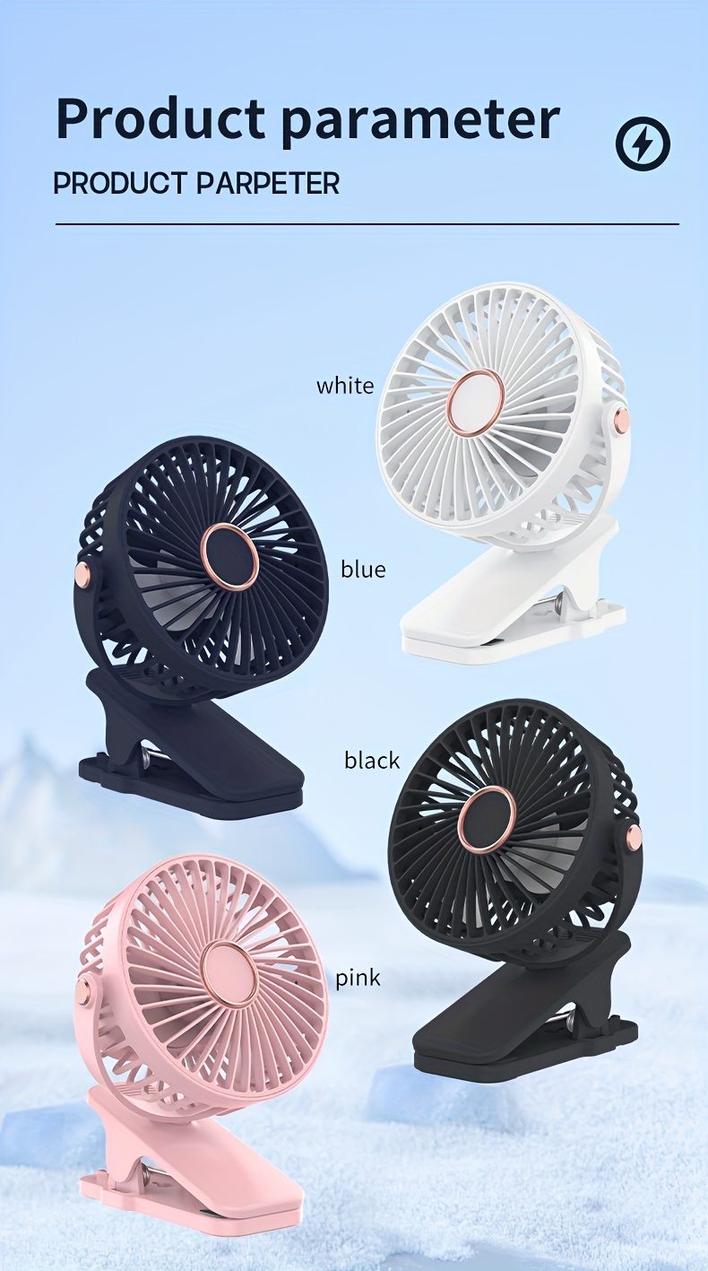   portable clip fan with 360 rotation high velocity personal table fan with rechargeable 800mah lithium battery usb charging   for dorm bedroom   circulation details 18