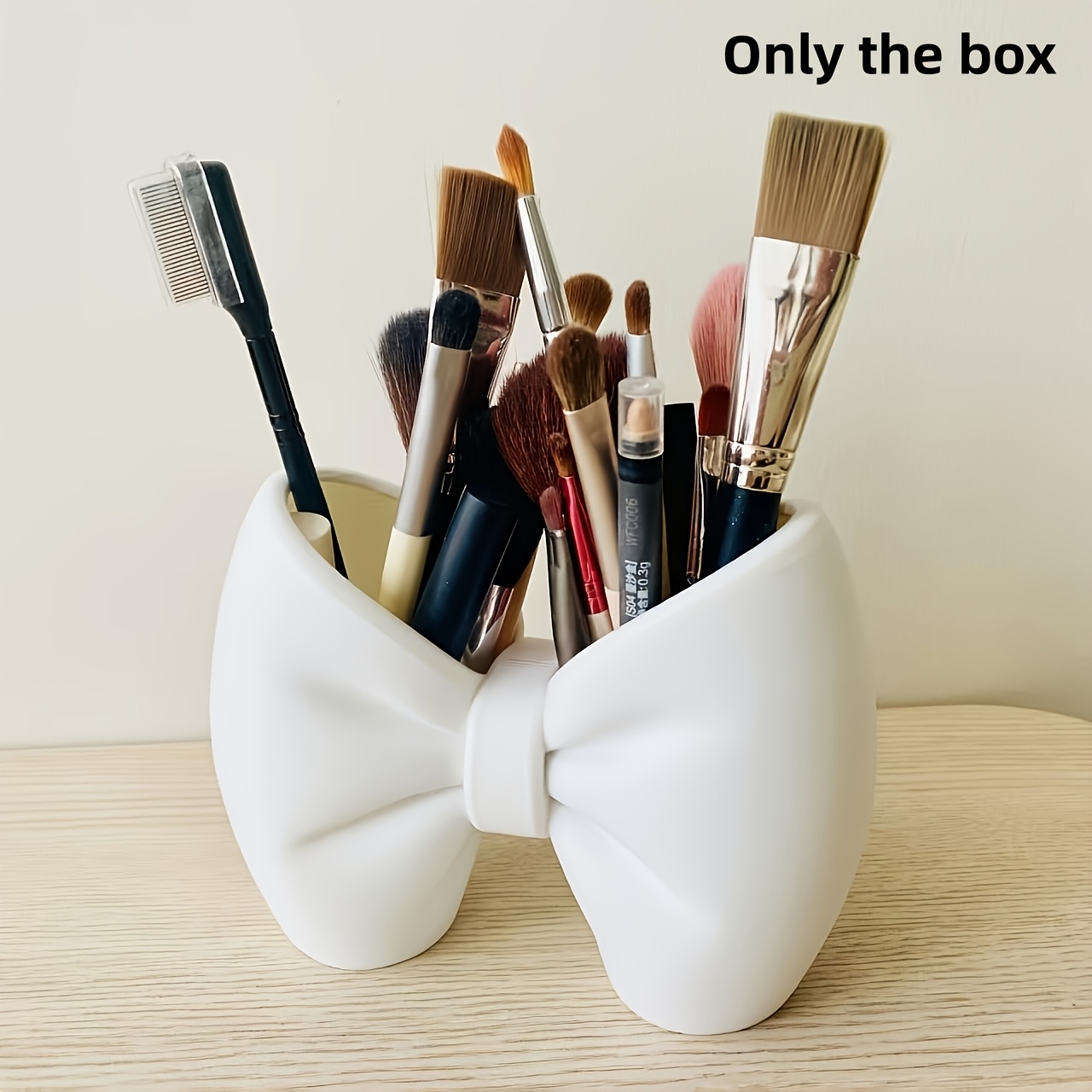 TEMU Cosmetic Storage Box, Bow-shaped Organizer, Toothbrush Holder, Suitable For Makeup Brushes, Eyebrow Pencils, Eyelash Brushes, Etc., Hair