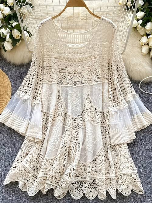 embroidered crew neck long sleeve sweater dress womens midi dress suitable for casual wear layering and occasions like parties and home use