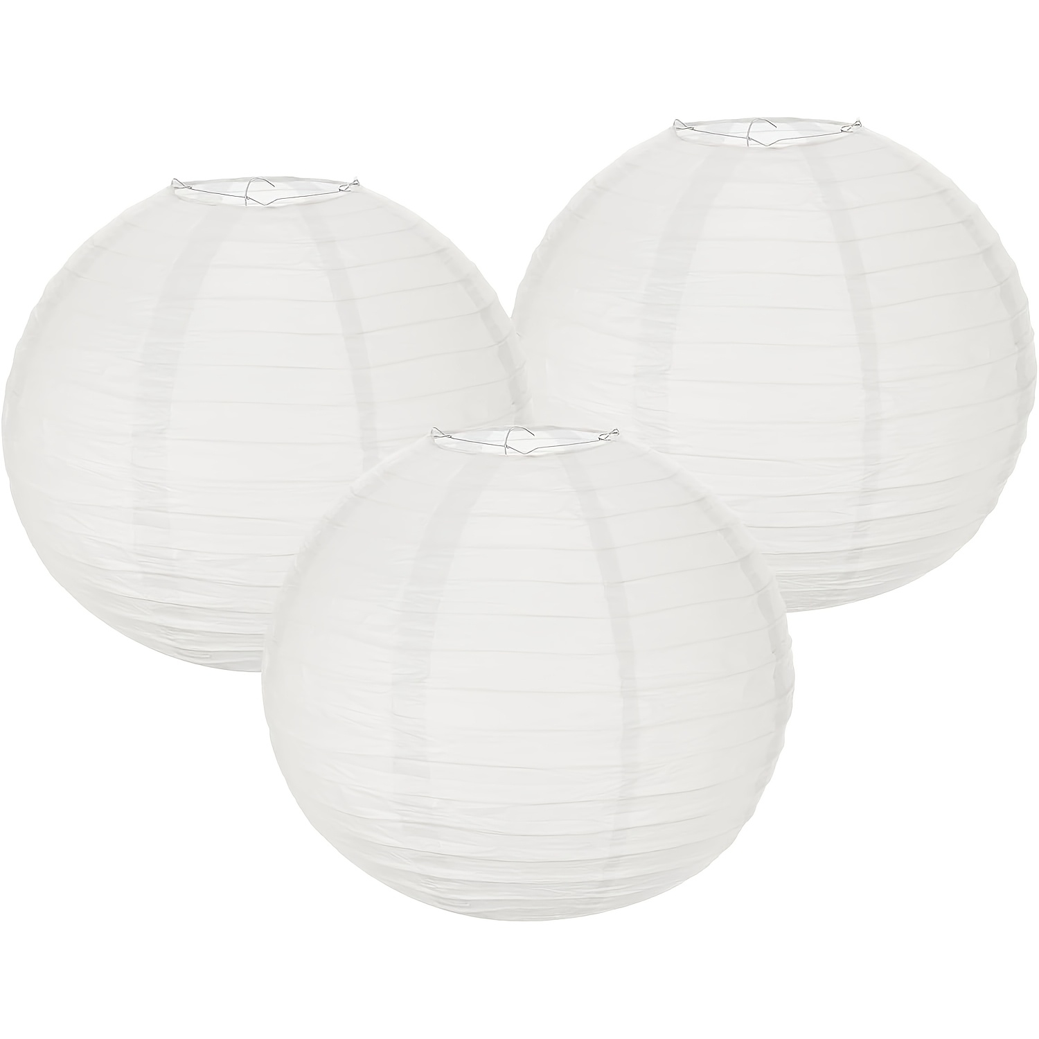 TEMU 3pcs White Round Paper Lanterns Chinese Paper Lantern Party Decorations Decorative Hanging Foldable Lanterns For Wedding Anniversary Birthday