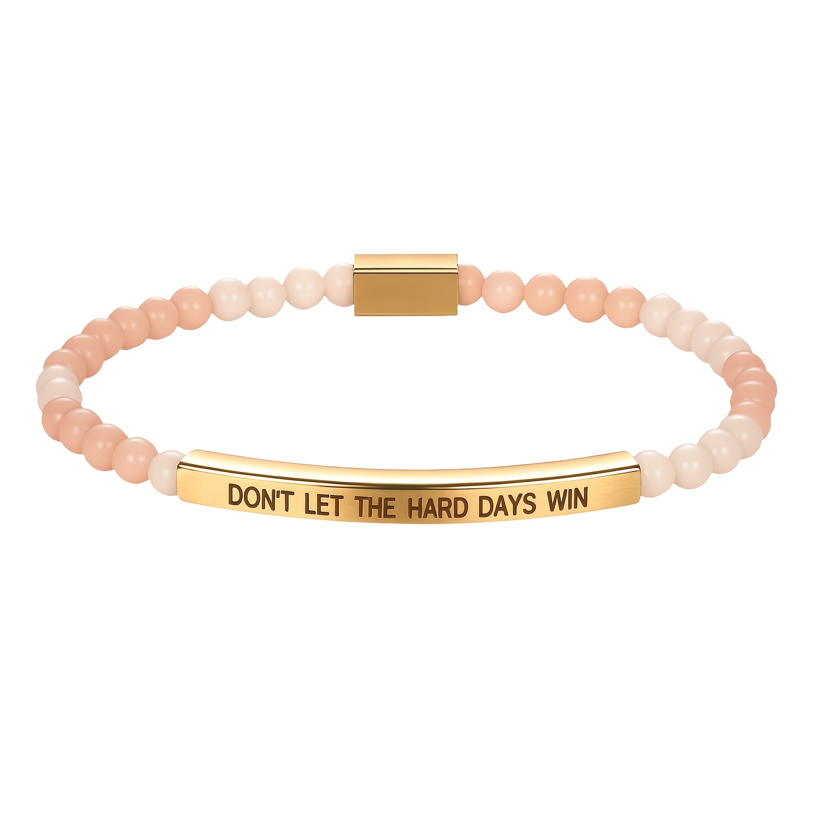 Jewelrywe Women's Inspirational Beaded Bracelet: 'don't Let Days Win' Engraved Stainless Steel Adjustable Elastic Bead Bracelets Motivational Jewelry For Sisters