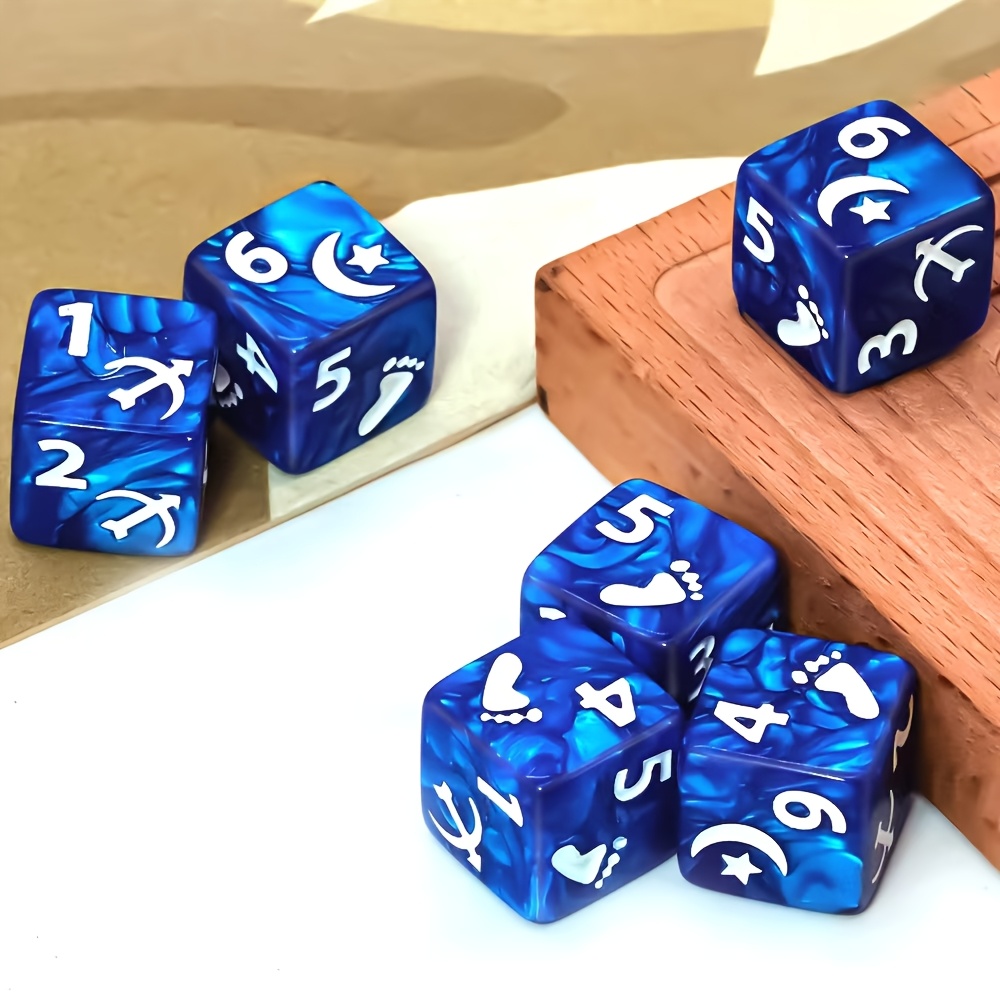 CandyPixel 6pcs Creative Pattern Blue and White Dice Set