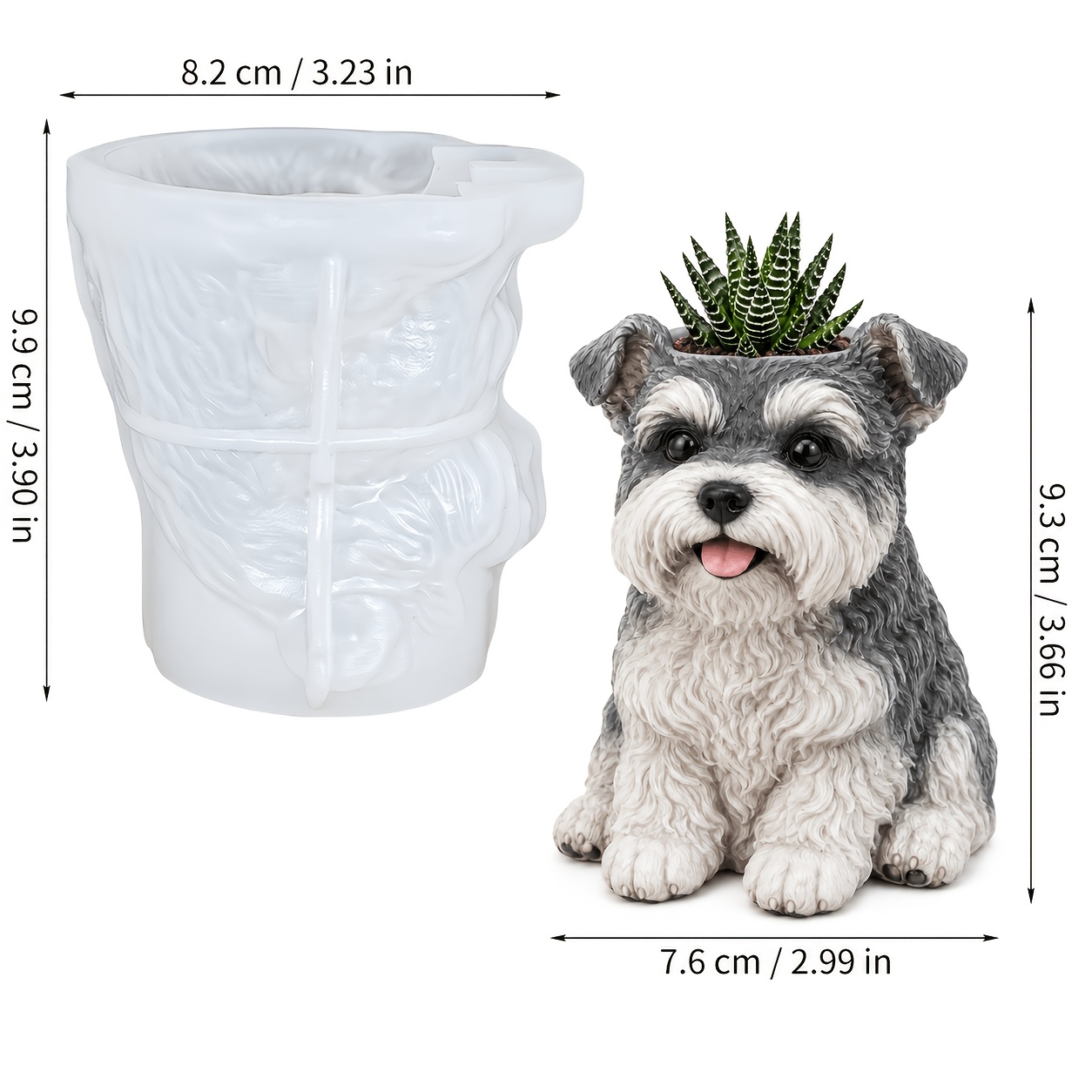 TEMU 3d Schnauzer Dog Clay Mold For Diy Flower Pot, Flexible Mold, Realistic Fur & Beard Texture, Gift For Dog, Cozy Bedroom Windowsill Decor