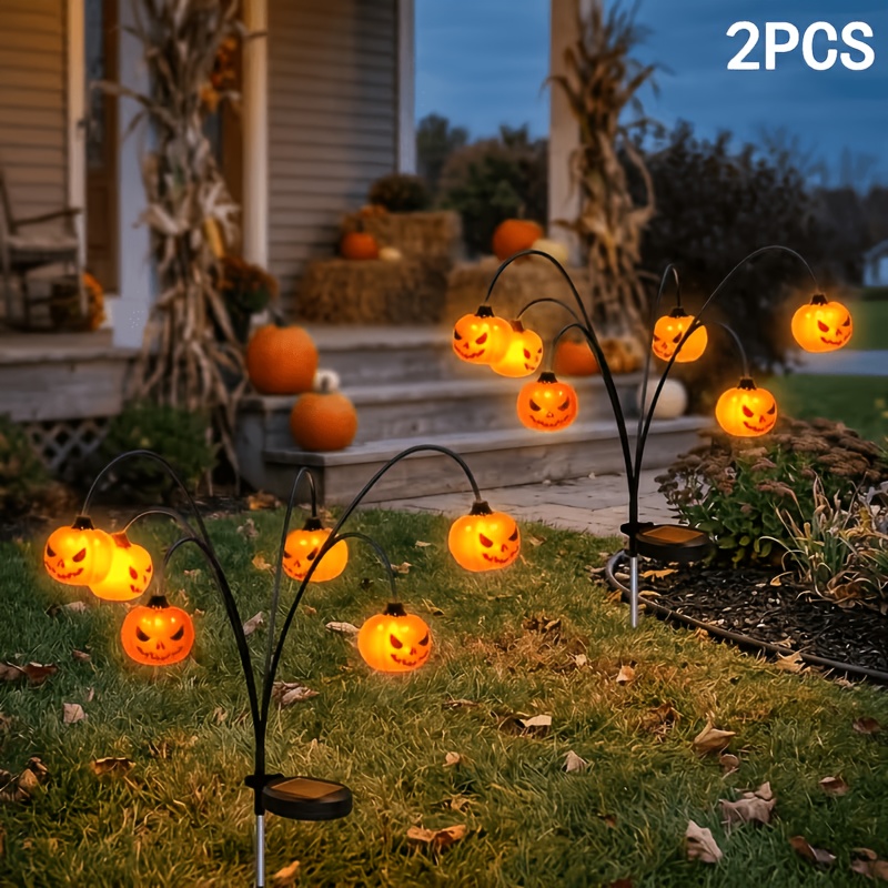 TEMU Lighted Holiday Displays 2-pack Outdoor Solar For Halloween Lights, Pumpkin-shaped Solar Lights, Display, Perfect For Halloween Decorations, Led