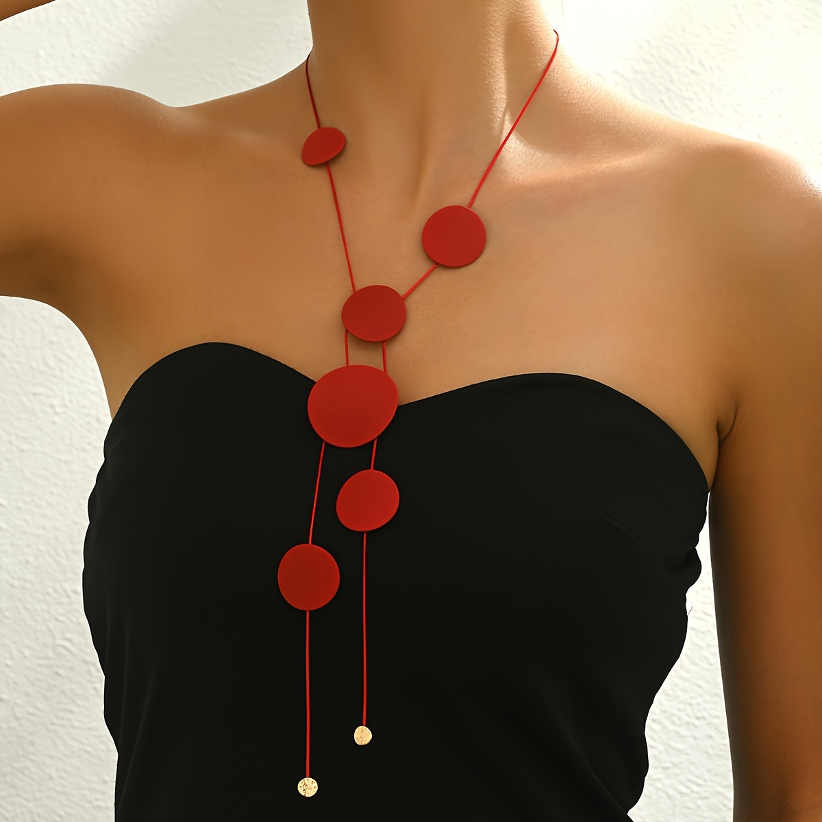 Women's Geometric Circle Pendant Y Necklace