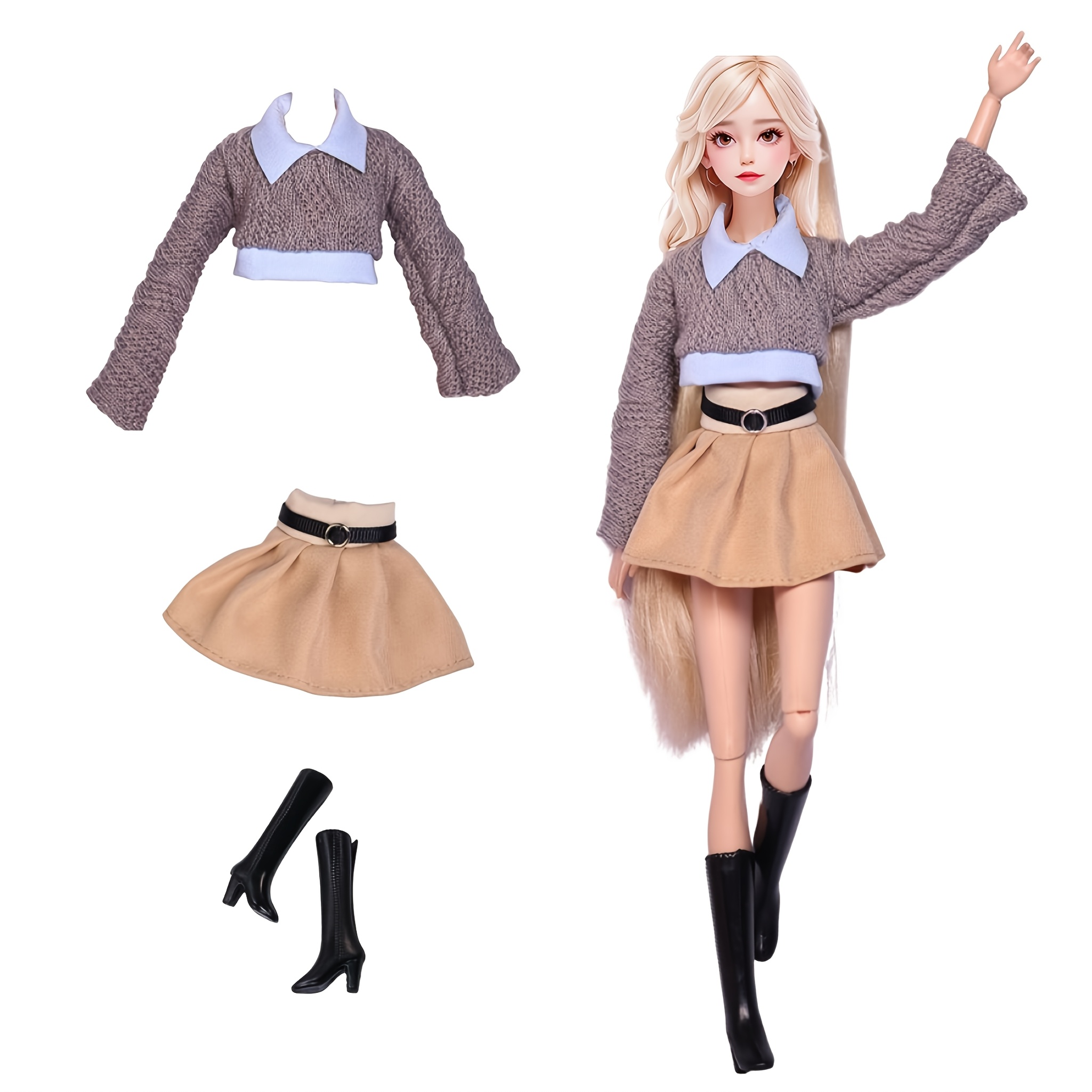 Chic Doll Outfit Set For 11.8" Dolls - Includes Casual Skirt & Shirt, In Multiple Colors (doll Not Included)